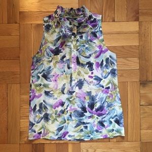 J.Crew Watercolor Floral Sleeveless Blouse